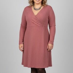 🥰SHOW SPECIAL -  Pink Knit Crossover Dress Fits Like 1X